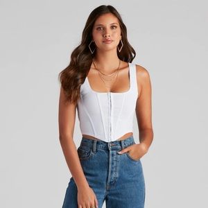 White Hook and Eye Corset Crop Top Windsor